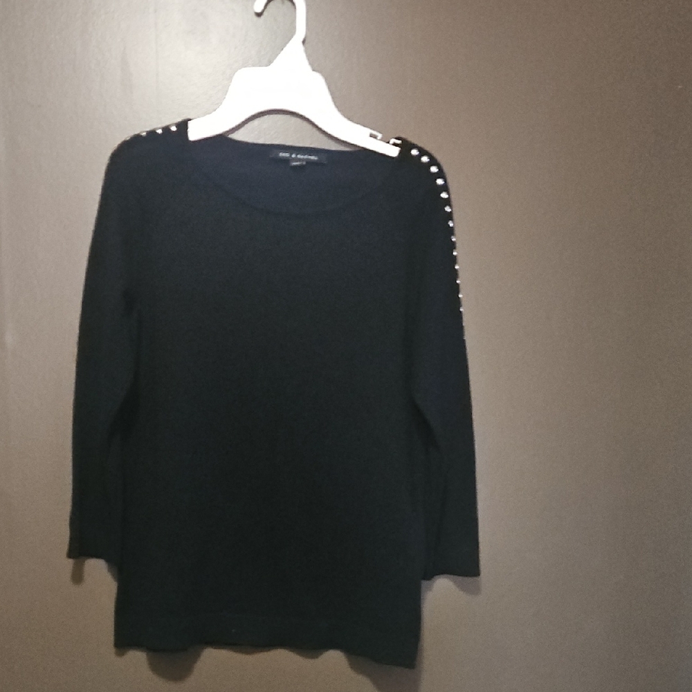 Zara Black Sweatshirt with Studded Shoulders